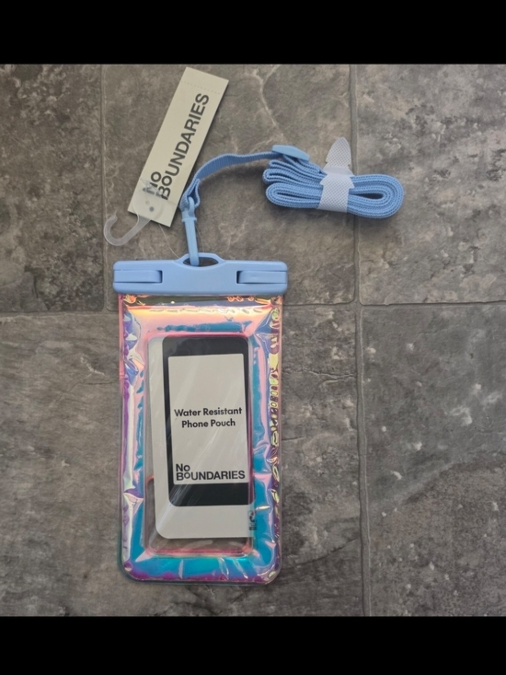 No Boundaries Holographic Waterproof Phone Pouch with Strap NWT